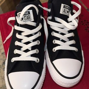 Women’s black Converse sneakers. Size 9. Brand new. Never worn.